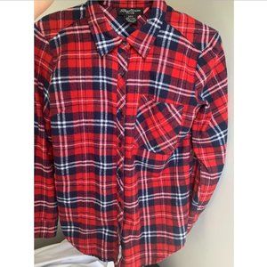 ✨STREETWEAR SOCIETY RED PLAID LONG SLEEVE FLANNEL BUTTON-UP SIZE: US S